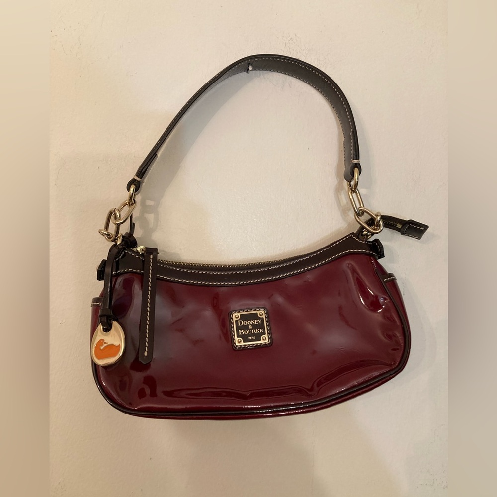 Dooney & Bourke Red mini zip top bag patent leather